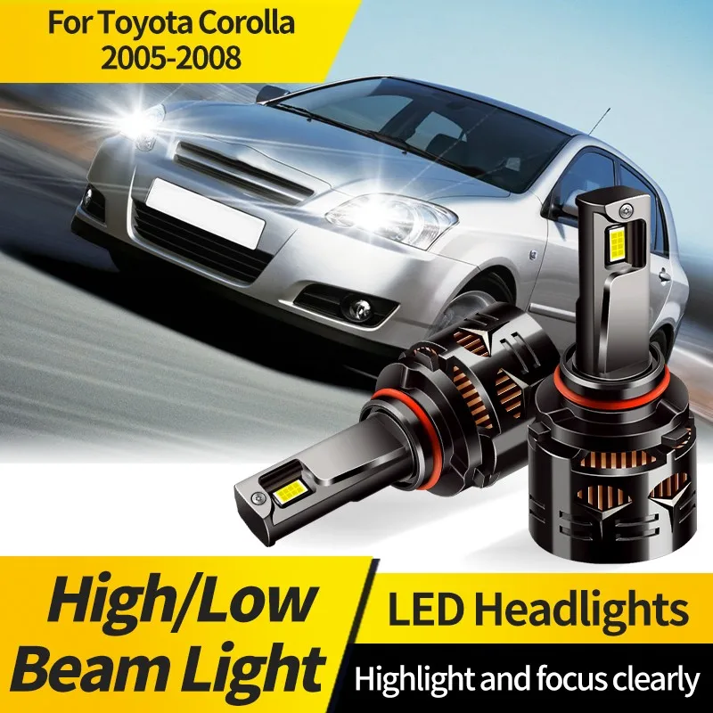 

2PCS Canbus 9005 HB3 LED 12V Headlight H11 Super Bright 6000K White Hi/Lo Beam Lamp 9006 HB4 Light For Toyota Corolla 2005-2008