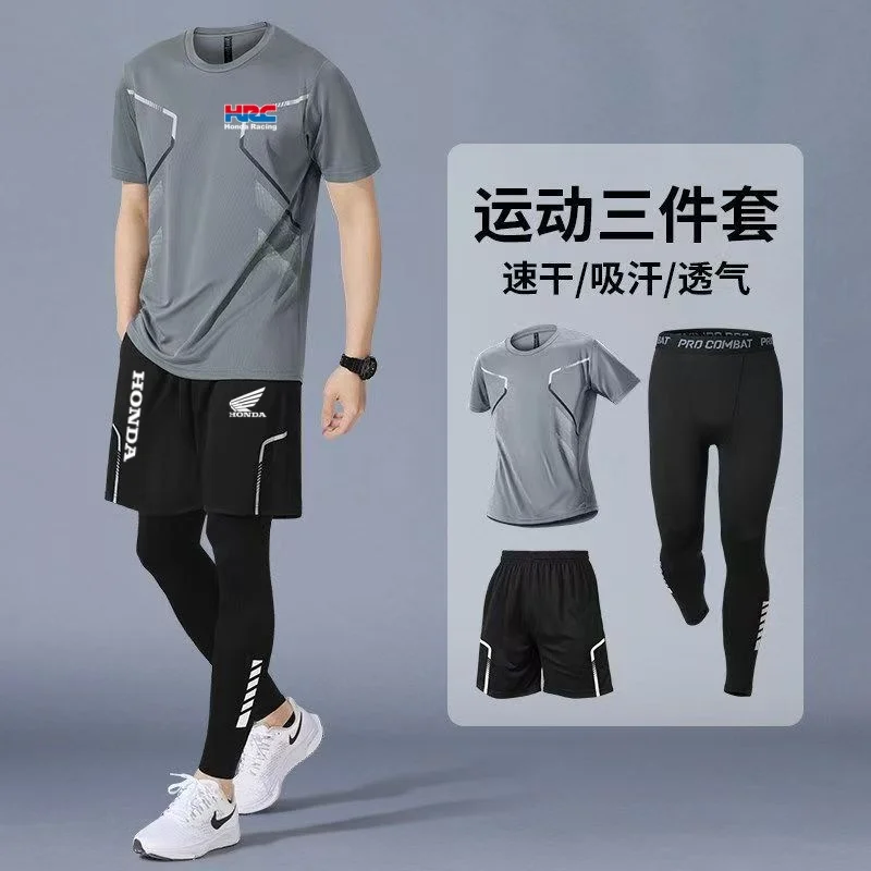 

Honda Fitness Set Men's Four Seasons Speed Drying Running Sportswear New Outdoor Cycling Badminton Training Clothes Tight Clothe