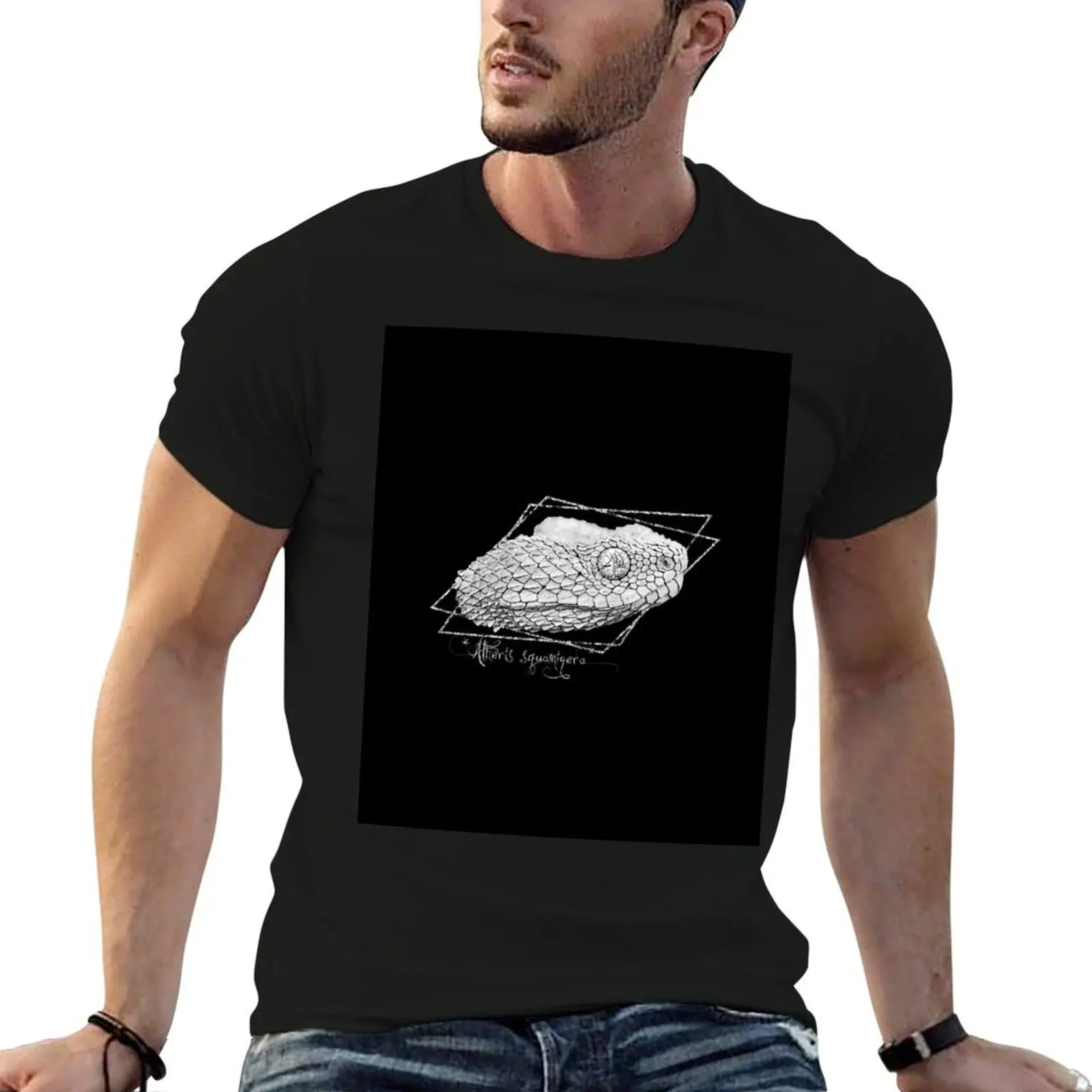 African/Variable Bush Viper (Atheris squamigera) Design T-Shirt new edition vintage clothes T-shirt men