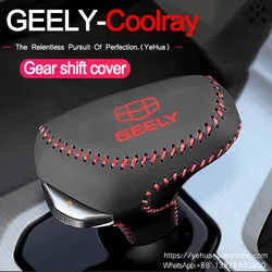 For Geely Coolray 2018-2025 BinYue Gear Shift Knob Leather Cover Stitch-On Protective Sleeve Scratch-Resistant Upgrade Accessory