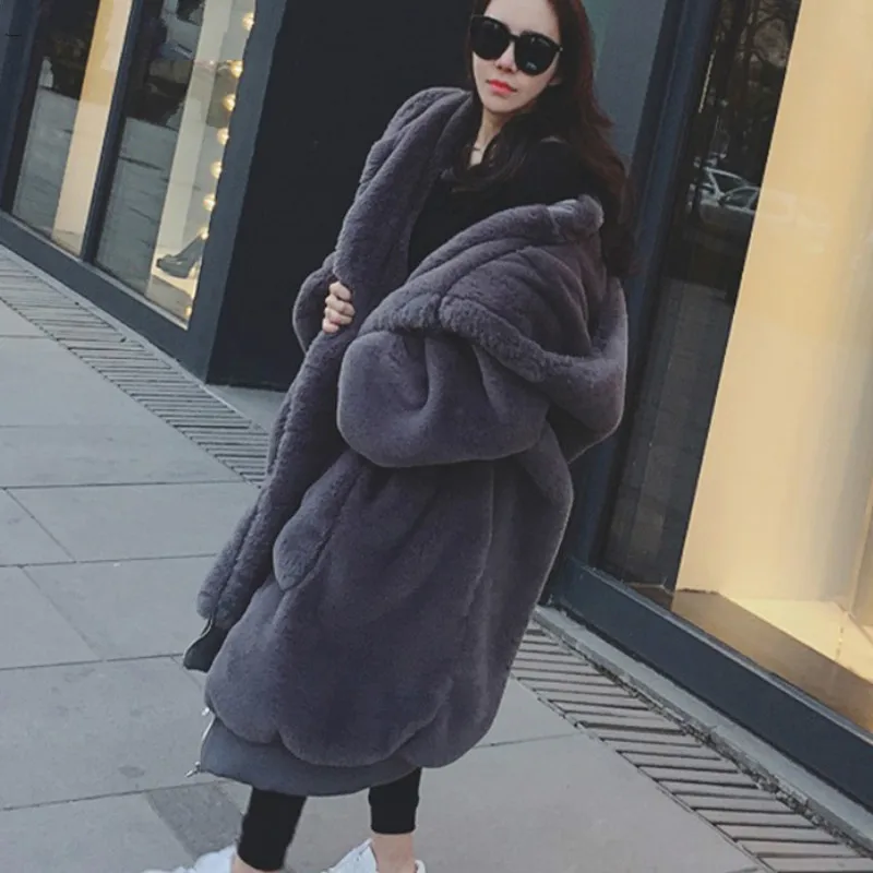 Faux Fur Coat Women 2023 Casual Hoodies Furry Loose Winter Coat Women Casaco Feminino Thick Warm Long Faux Rabbit Fur Jacket