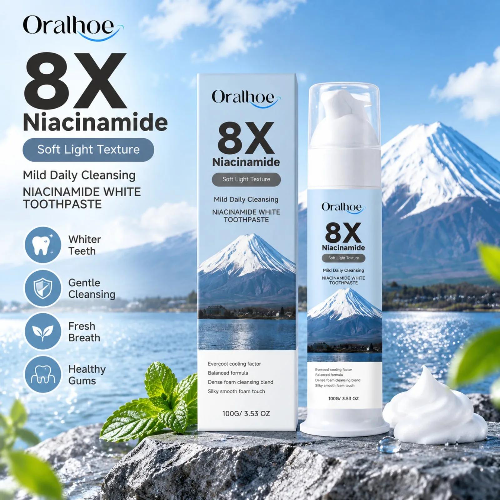 8X Niacinamide Toothpaste Hydroxyapatite Whitening Teeth Brighten Dull Teeth Fresh Breath Removes Yellow Plaque Stains Oral Care