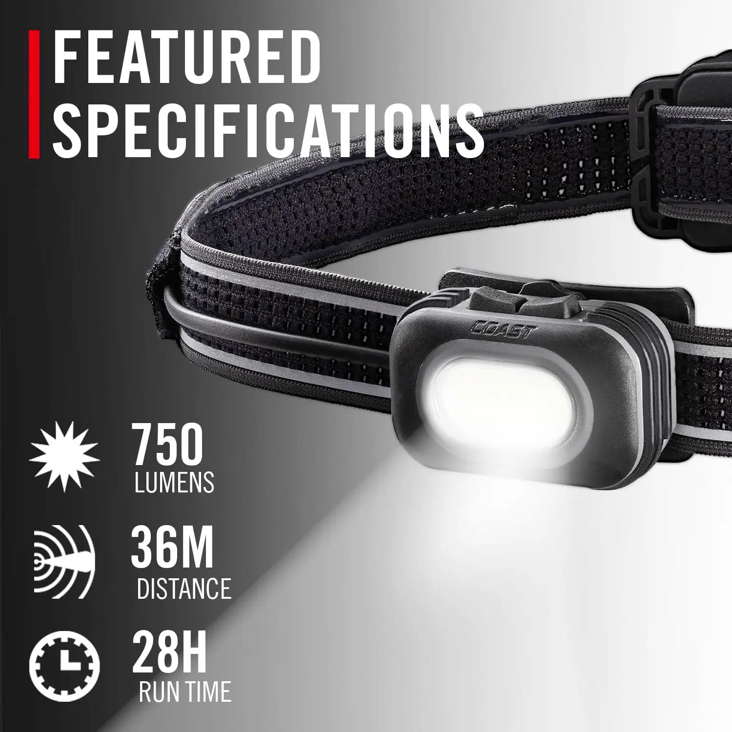 RL10R 750 Lumen Rechargeable LED Headlamp with Variable Light Control and Rear Safety Signal