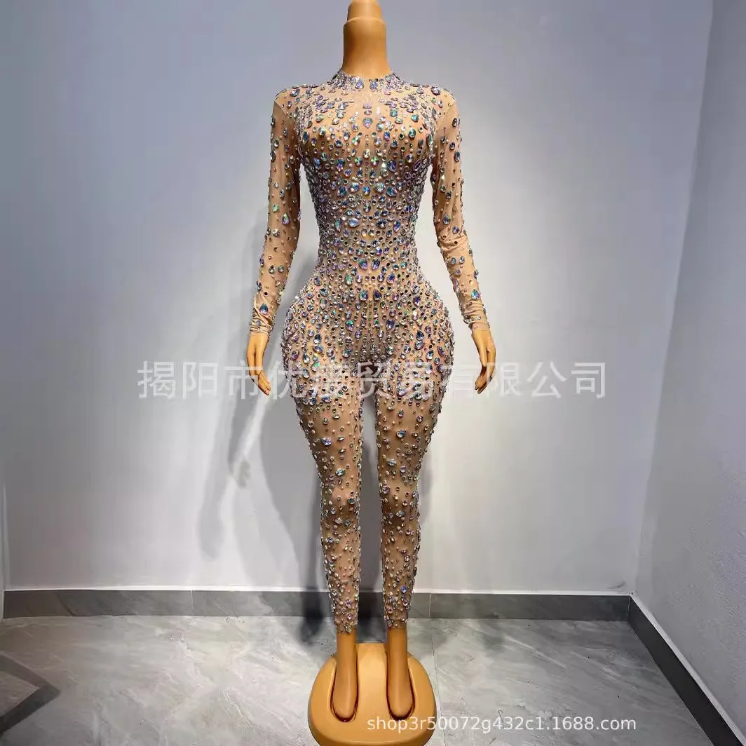 

Backless DJ Reception Skinny Sexy Perspective Mesh Birthday Party Long Dress Performance Costume Gypsy Stage Performance Dresses