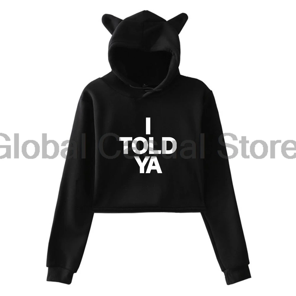 

Zendaya I Told Ya Pullover Challengers Movie 2024 Cat Ears Hoodie Long Sleeve Crop Top Women's Clothes