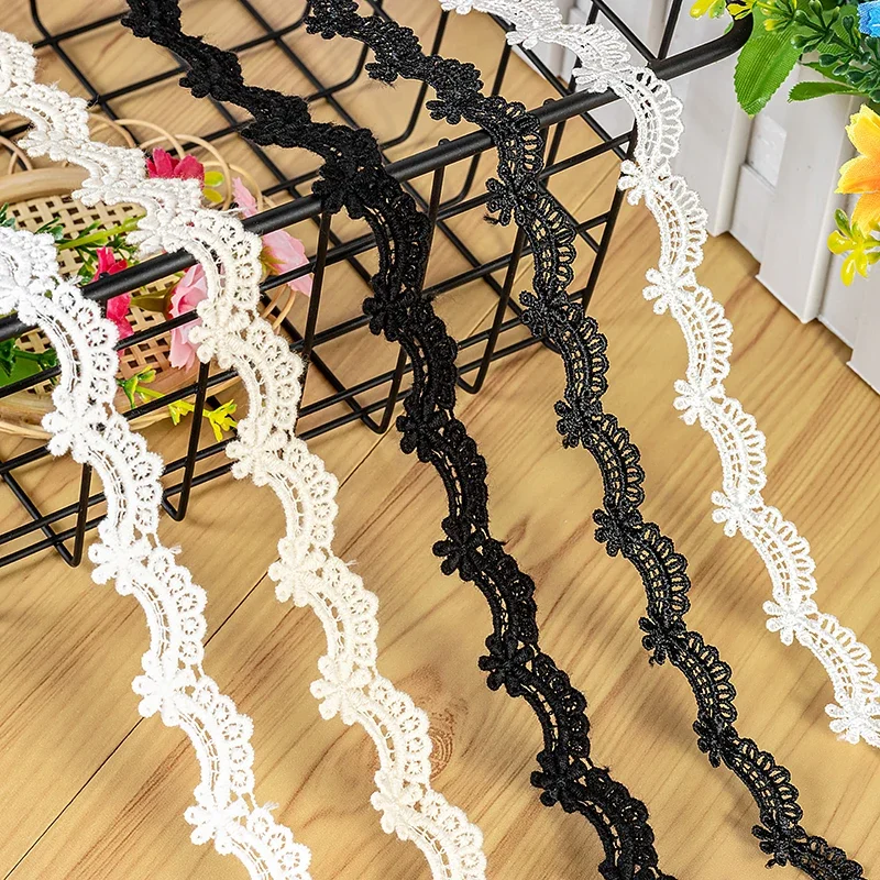 

Белая и черная полая кружевная лента, отделка хлопковой полиэстеровой ленты, платье для одежды, ожерелье своими руками, швейные аксессуары, 5 ярдов