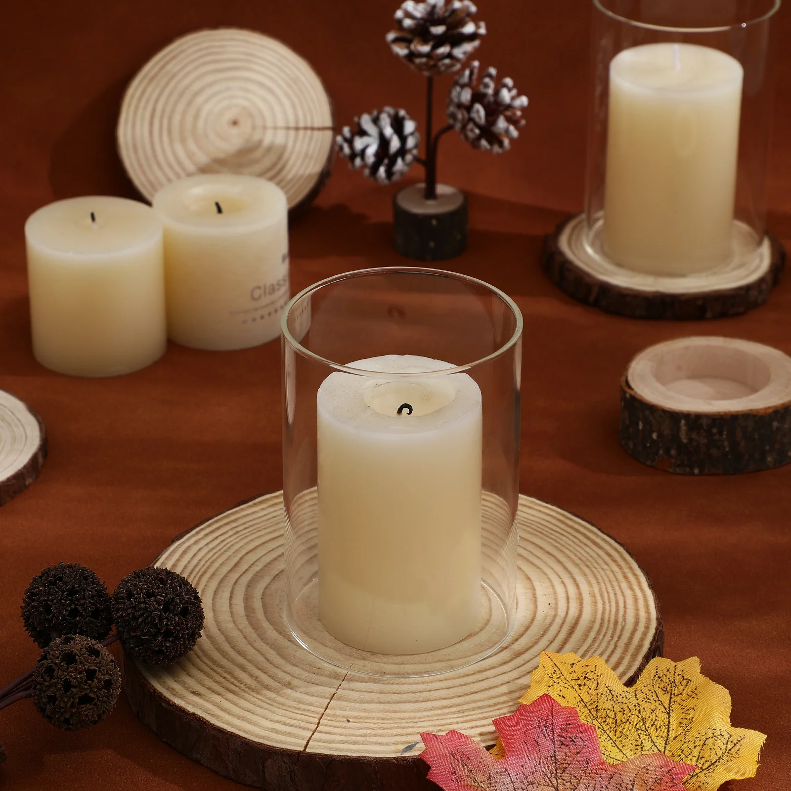 

Glass Holder Tube Clear Cover for Tall Pillar Candles Windproof Home Romantic Atmosphere Decor