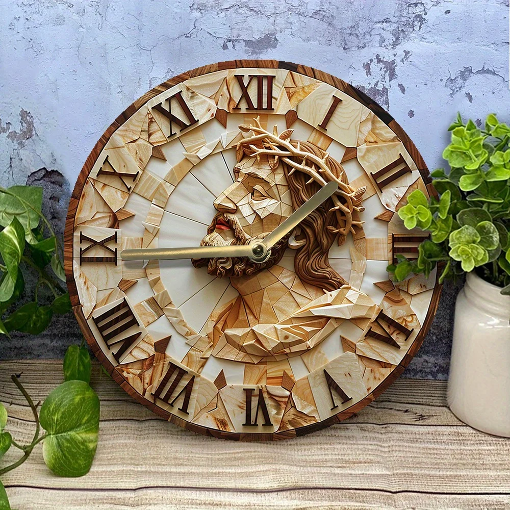 DIY Silent Wall Clock Kit with 3D Jesus Design - Art Set with High Definition 2D Print and Movement Mechanism for Home Decor