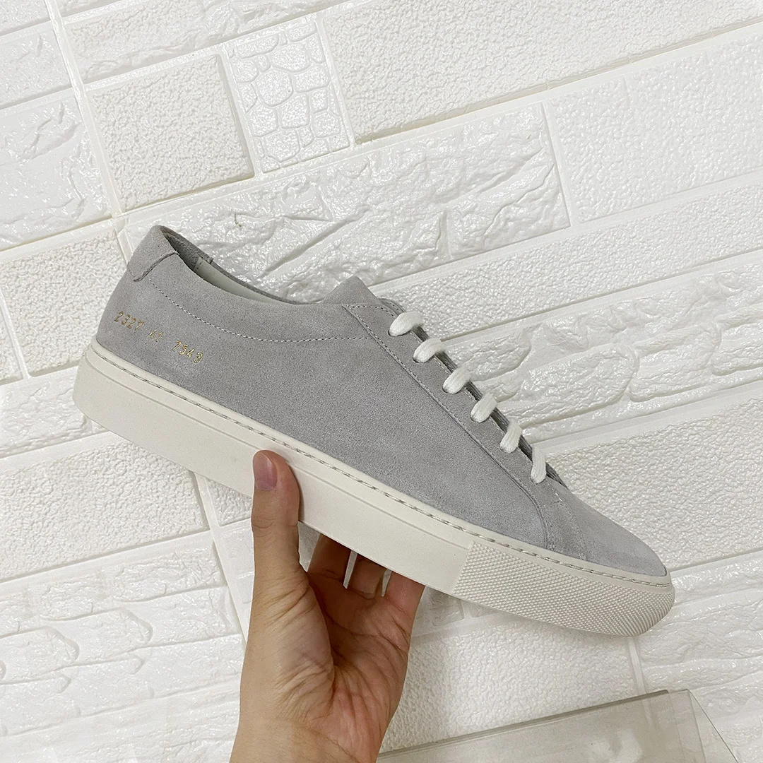 DONNAIN Light Grey Cow Suede  Sneakers Women Flat Coommon Shoes Spring Autumn Daily Casual  Fashion Lace -Up Couple Tennis