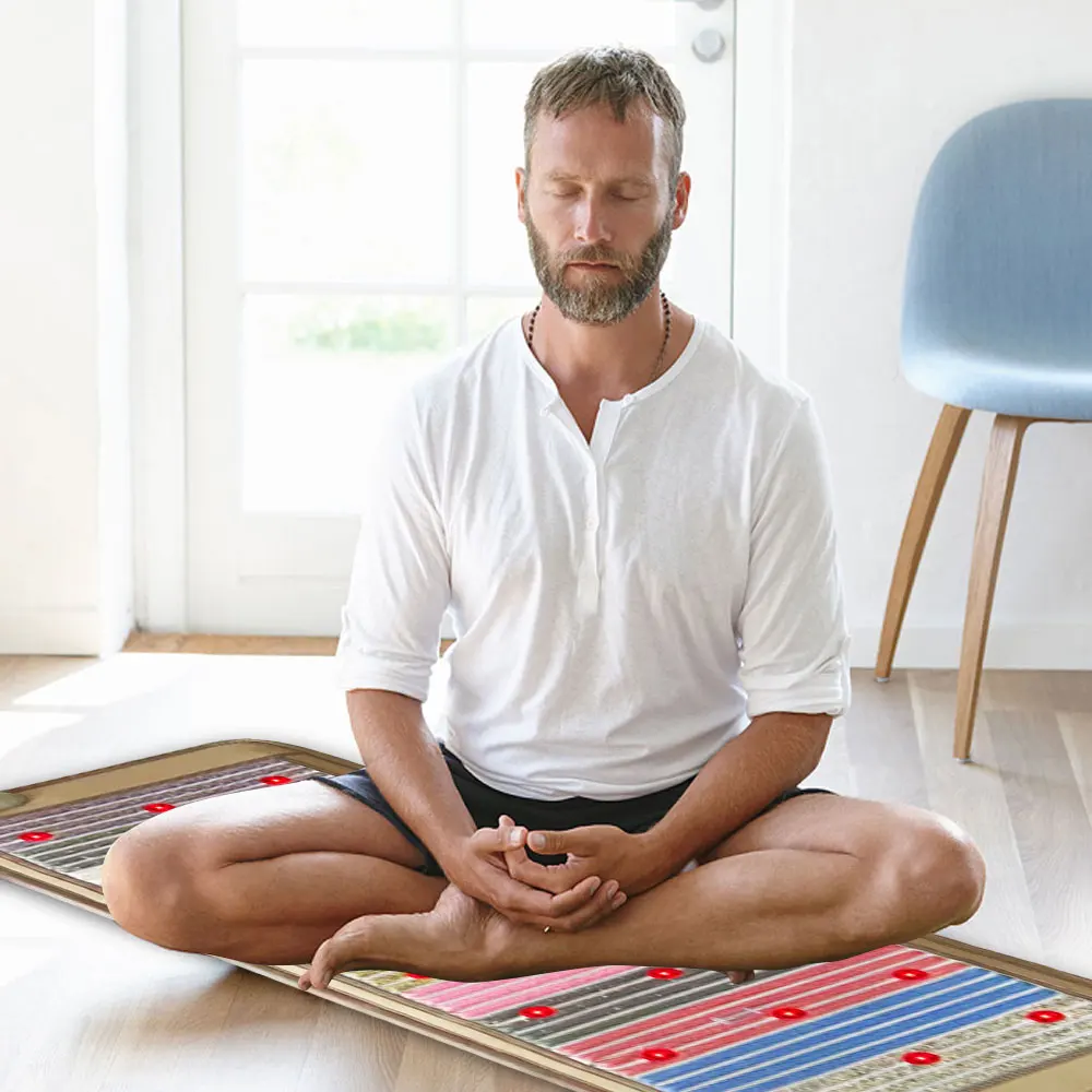 Far Infrared PEMF Heating Pad Photons Massage Tool Natural Bio-Crystal Chakra Magnetic Therapy Cushion Gemstone Rainbow Mattress