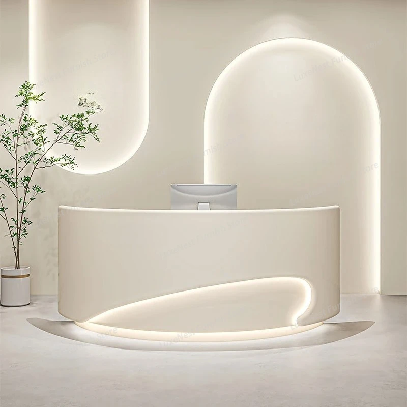 Business Reception Furniture Women's Clothing Store Bar Counter Arc Guide Table Company Front Desk Training Reception Desk Home
