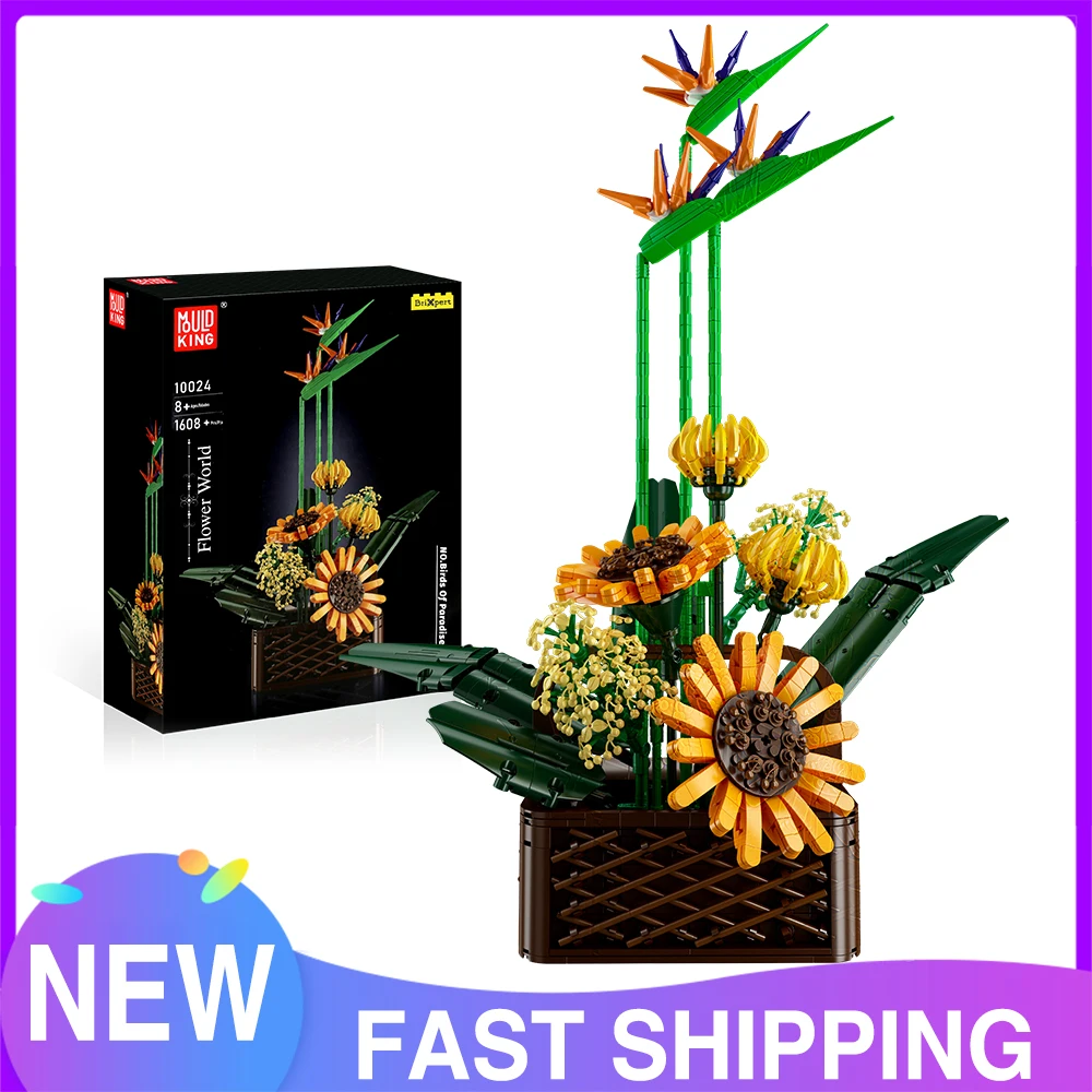 Mould King Flower Bouquet Rose The 10024 Birds Of Paradise Building Block Assembly Brick Model Toys Kids Christmas Gifts