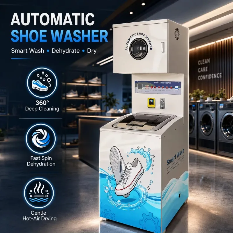 24H Unattended Automatic Shoe Washing Dehydration All-in-One Machine Shoe Brushing Washer for School Gym Public Area Customized
