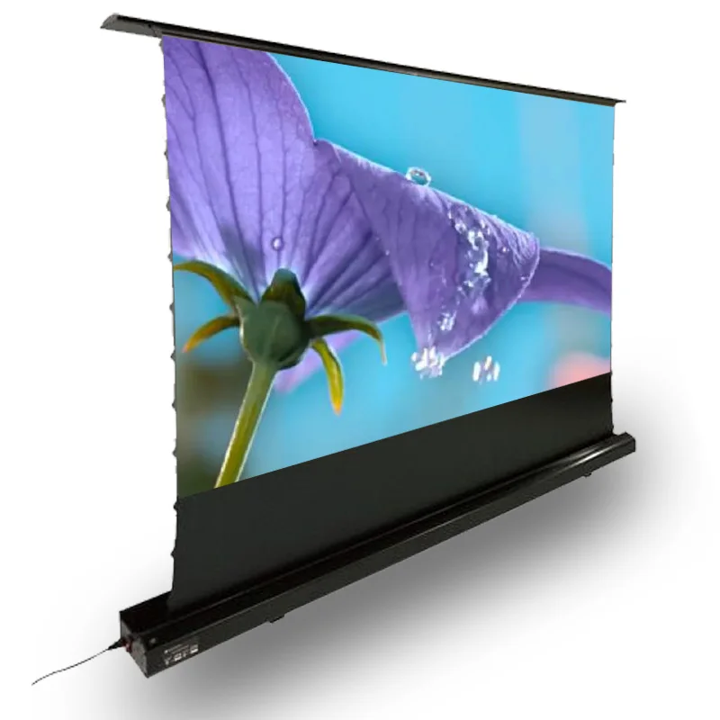 120 Inch Motor Rollable Laser TV Tensioned Floor Screen Ambient Light Rejecting Suit For Ultra-Short Throw Laser