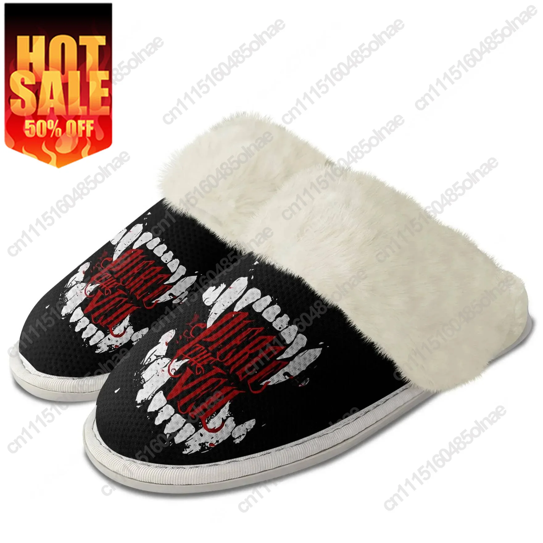 Rock Band Pierce The Veil Plush Slippers Keep Warm Shoes Mens Womens Home Cotton Bedroom Customized Thermal Lightweight Slipper