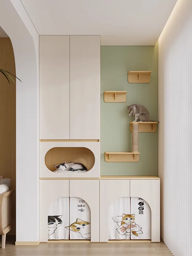 

Кошачья лежанка-когтеточка, многоуровневая кошачья вилла с полным балконом, из массива дерева