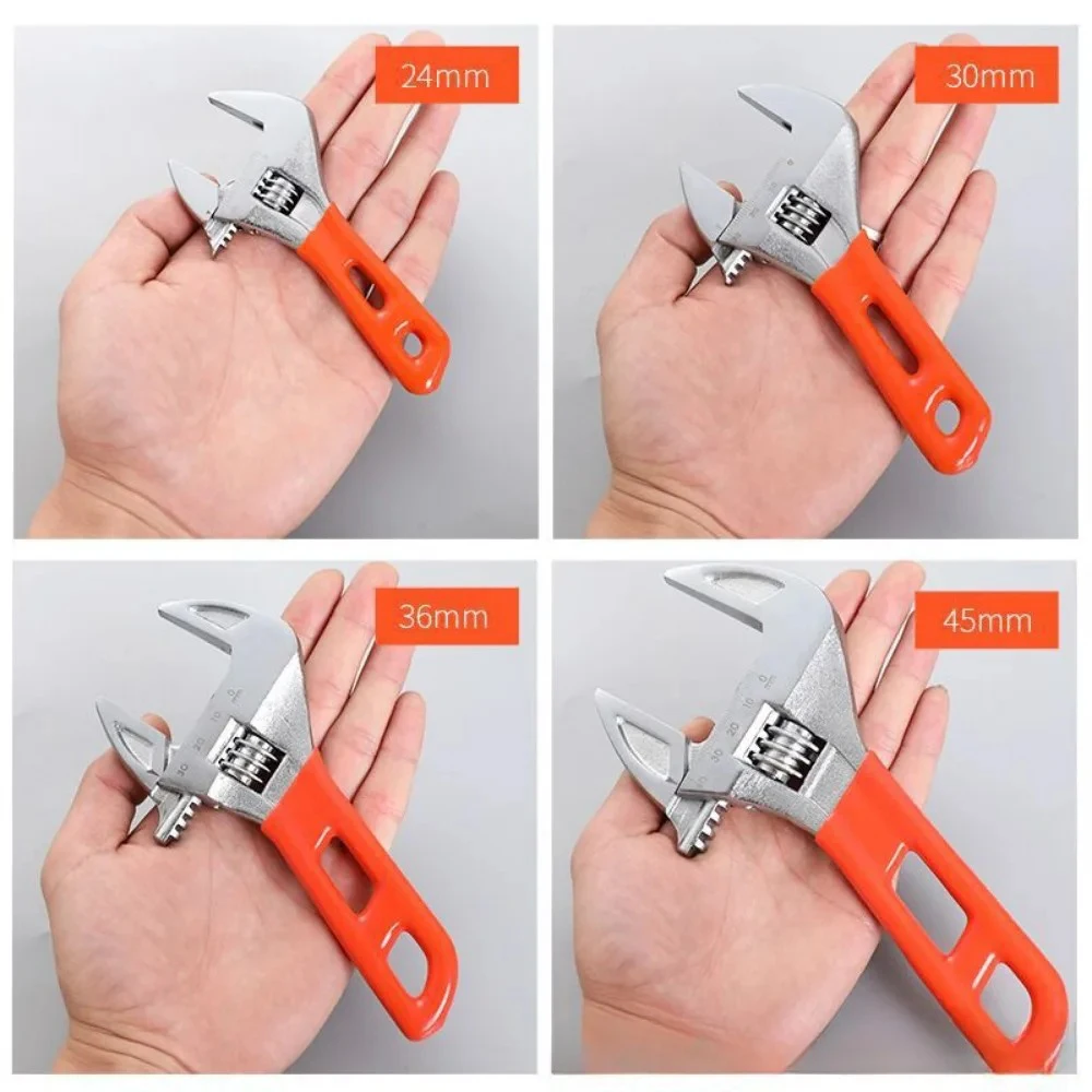 

Adjustable Wrench Large Opening Short Handle Monkey Spanner Laser Scale Rubber Wrapped Key Plumbing Pipeline Bathroom Tools