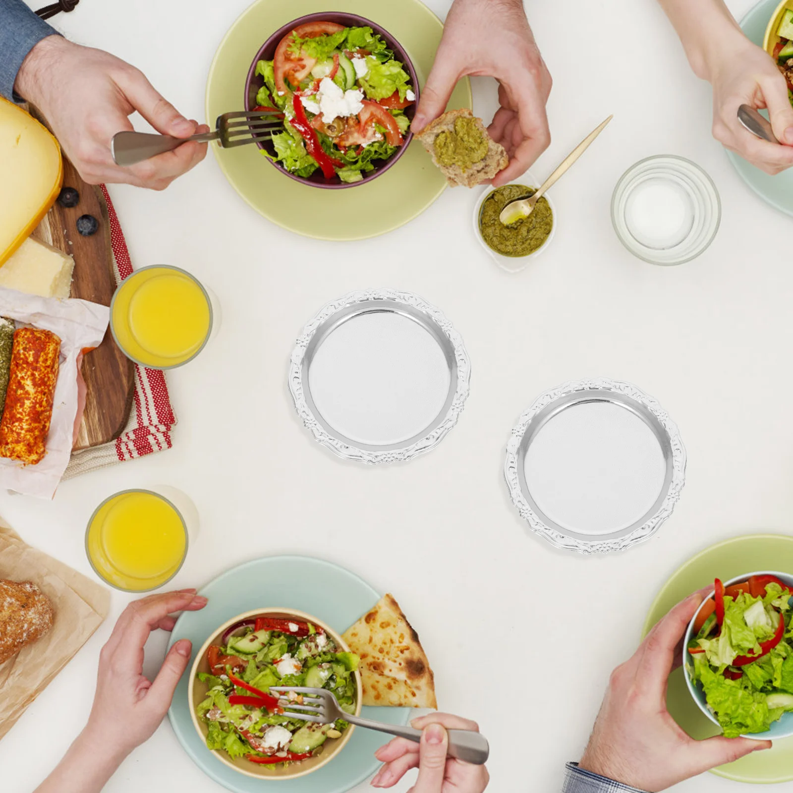 

1set Metal Cup Coaster Heat Resistant Carved Pattern Leaf Shape Zinc Alloy Drink Coasters Kitchen Supplies Home Bar Use