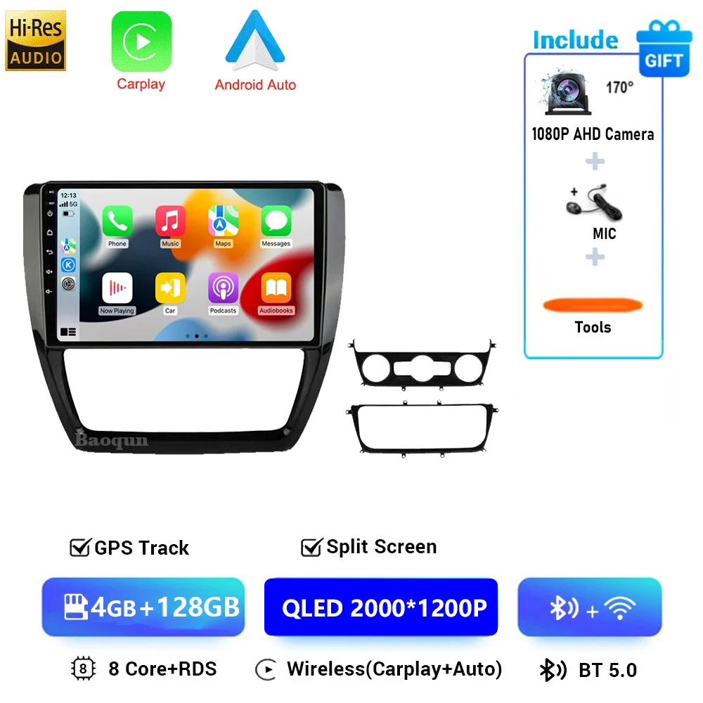 Voor Volkswagen Jetta 6 2011-2018 Android 16 Carplay Auto 4G + WIFI GPS Autoradio Navigatie multimedia Video Player Stereo BT