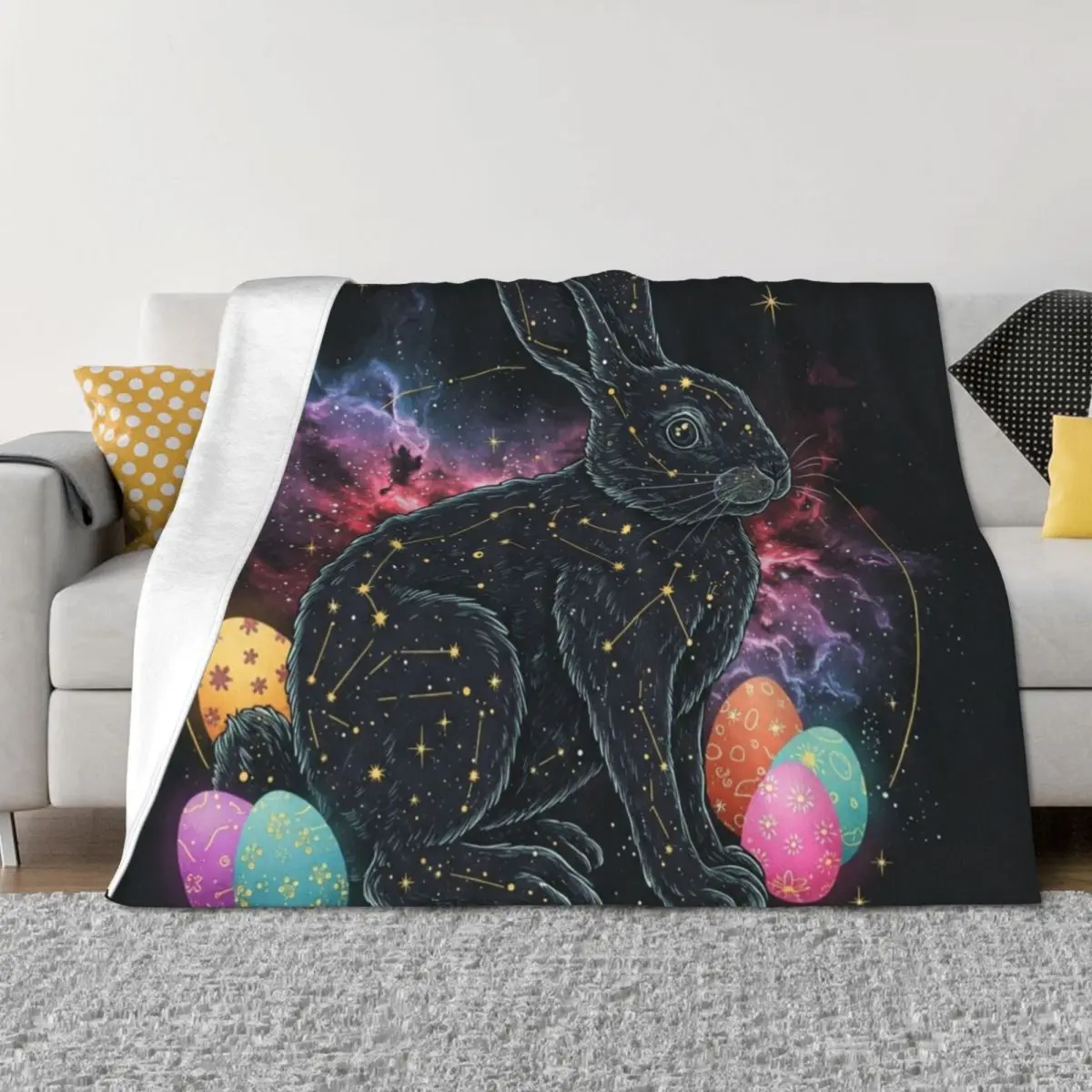 

Cosmic Easter Bunny Dreams Throw Blanket Hair Beautifuls Single Blankets