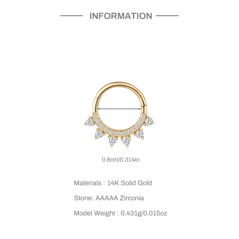 Aide 1pc 14K Yellow Gold Earring Women Solid Never Fade Luxury Commemoration Day Gift Earring Bohemia Exquisite Solid Gold Jewel