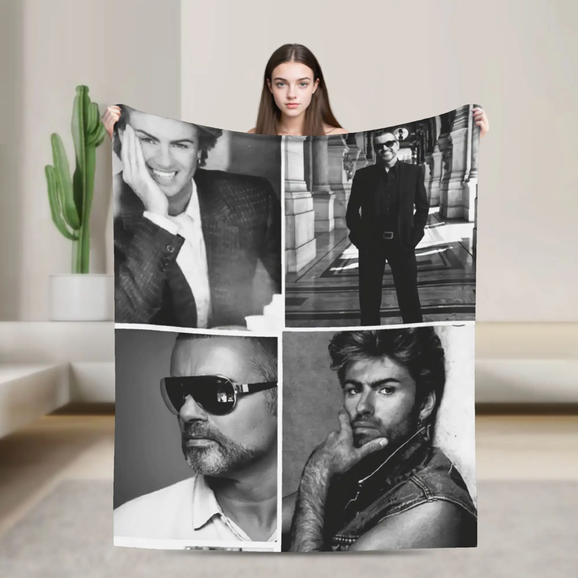 George Michael British Singer Flannel Blanket Winter  Soft Warm Throw Blanket for Girls Boys Bedroom Fluffy Bedspread Bed Cover