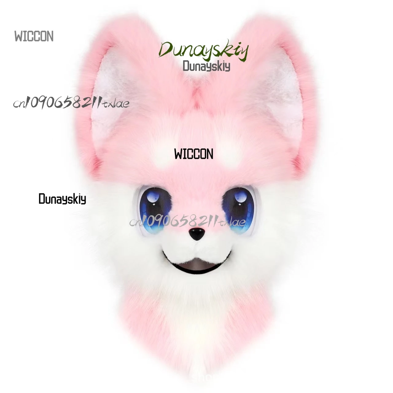 فروي رئيس واحد سامويد رئيس Fursuit النمط الياباني kawaii جودة عالية جيراي كي أزياء تنكرية رائعة اكسسوارات الهالوين