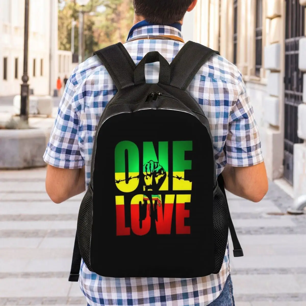 Custom One Love Jamaica Reggae Backpacks Men Women Fashion Bookbag for School College Bags