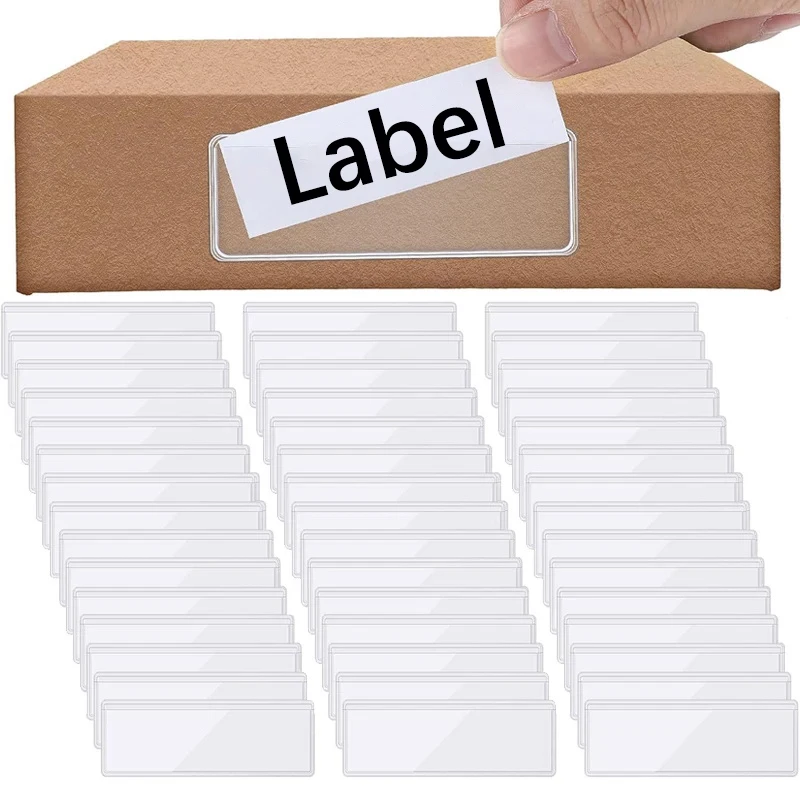 4/12pcs Self Adhesive Label Holders Shelf Tag Index Card Pockets Peel Stick Tag For Bookshelf Library Mailbox Office