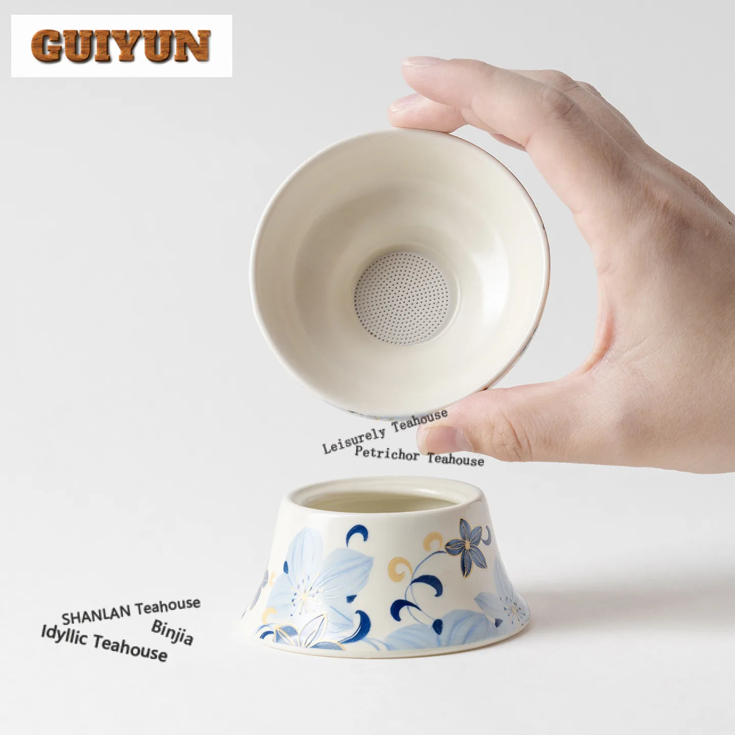 Hand Painted Lily Tea Separator Infusor Traditional Tea Strainer Dispenser Tea Brewing Tea Filter Cafes Accessories Ornaments
