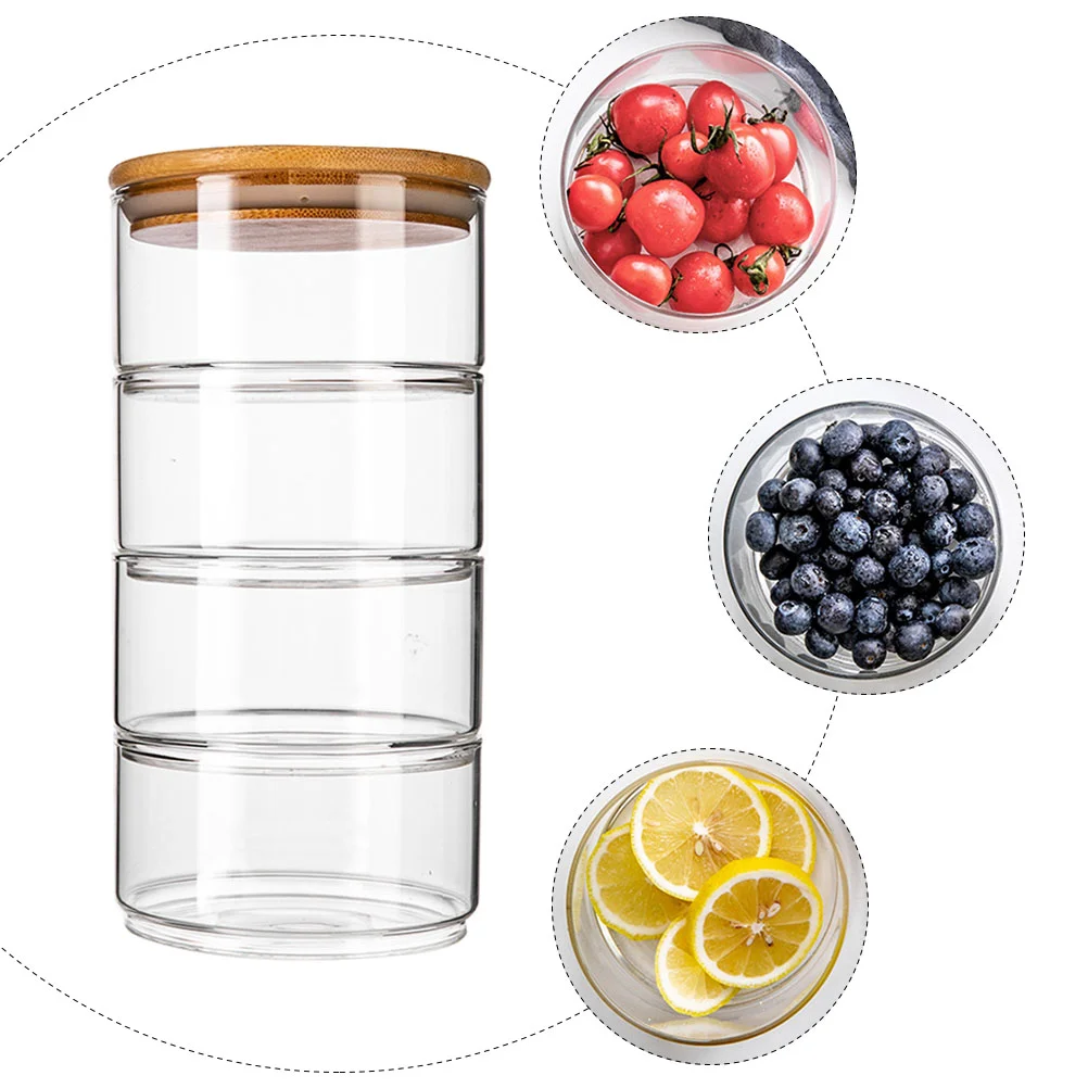 Stackable Glass Jars With Lid Storage Bowl Fruit Salad Bowls For Family Kitchen Storage Jar