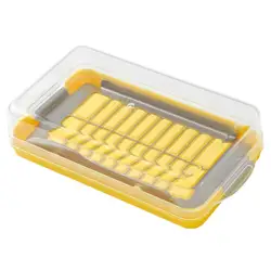 Butter Cutting Storage Box Durable Stainless Steel Butter Cutter Plastic Butter Slicer Box with Transparent Lid Refrigerated