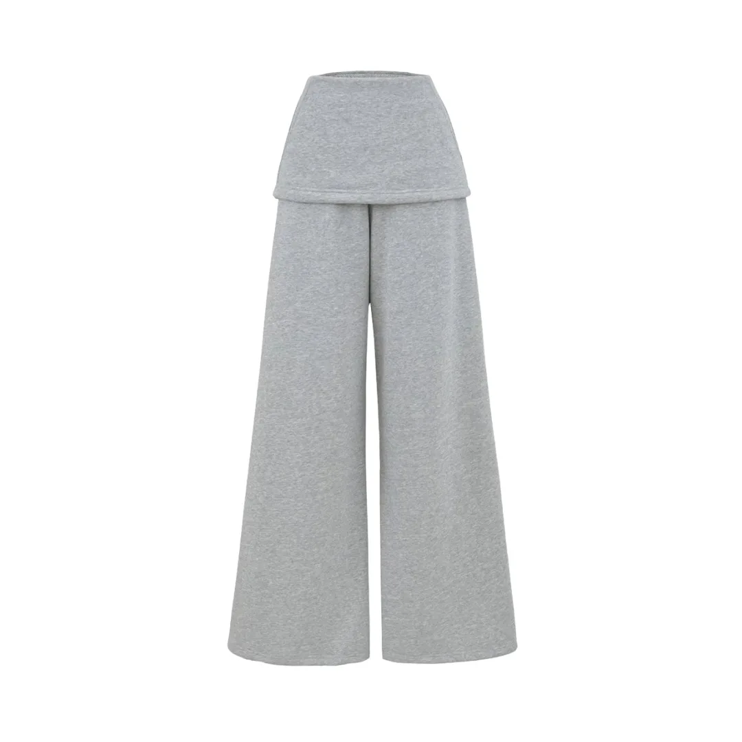 

Women RA Kangaroo Wide-Leg Skirt-Layered flare Sweatpants PANTS TROUSERS
