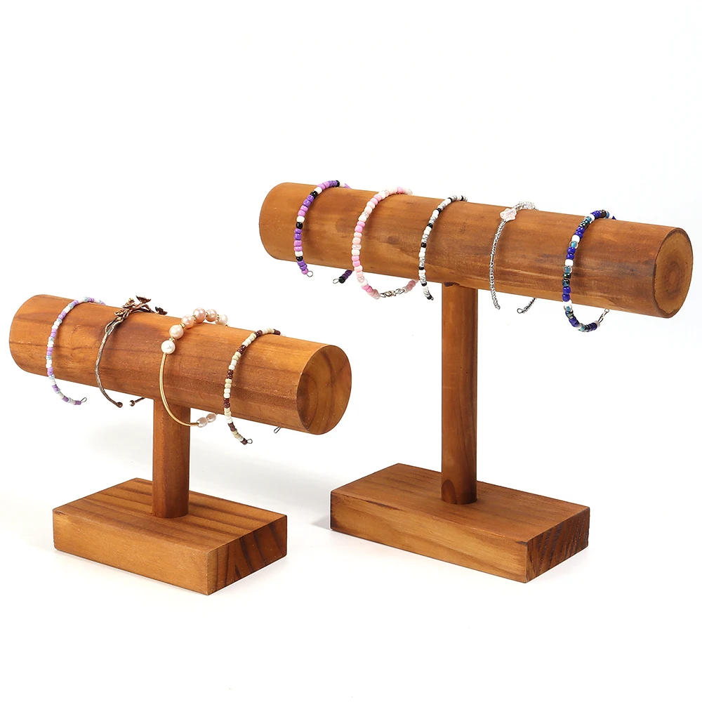 

1pcs Vintage Pine Wood Bracelet Display Stand Holder Cylinder Bangle Showcase Organizer For Jewelry Findings Bracelet Storager