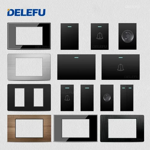 DELEFU Brasil Italia EE. UU. UE estándar combinación libre interruptor DIY negro 118mm * 72mm