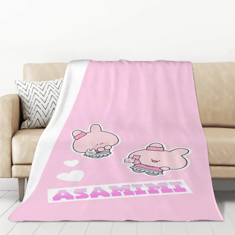 Cute Asamimi Blanket Plaid Blankets for Decorative Sofa Throwing Catnap Plead Cover Microfiber Bedding Downy King Lid Bed Throw