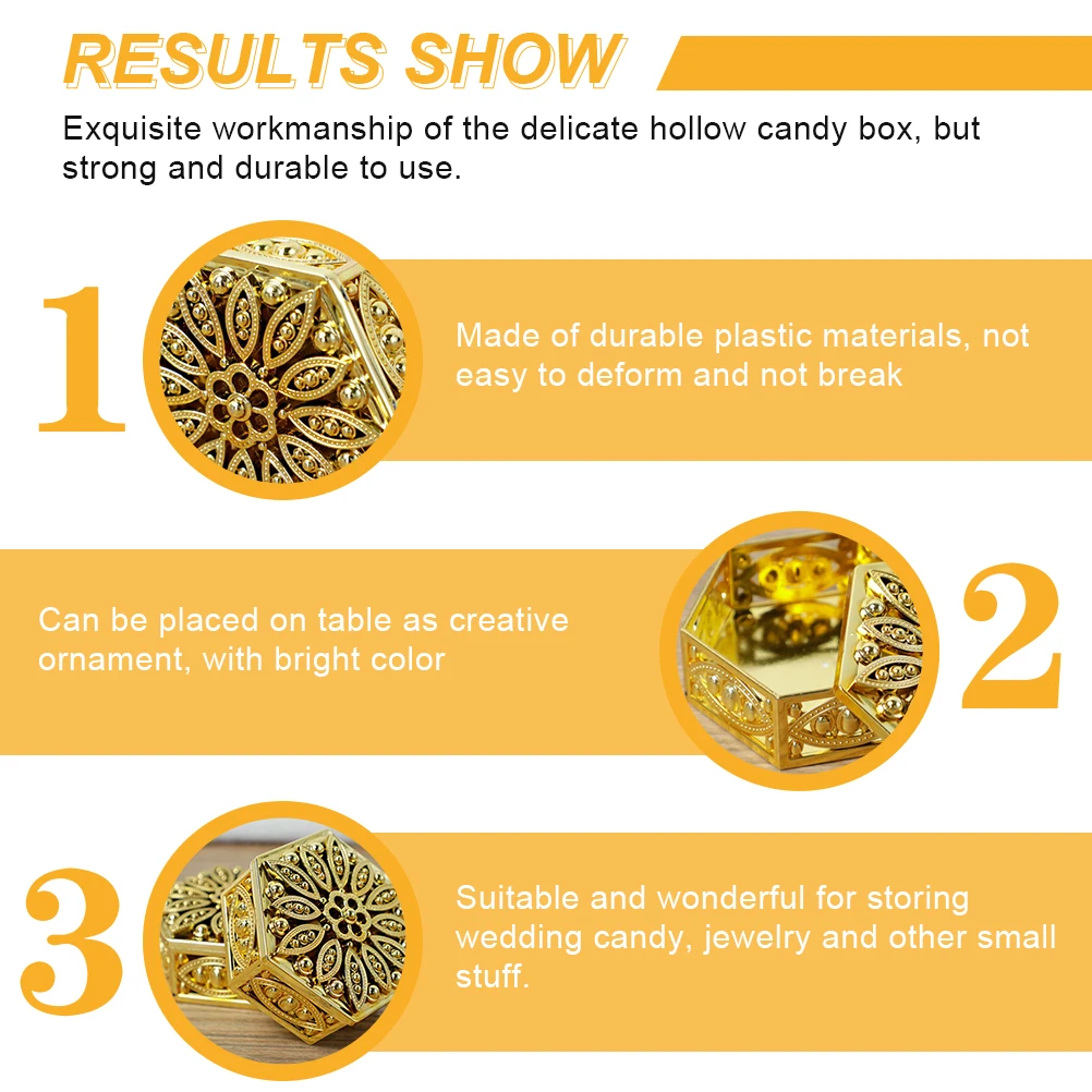 

6Pcs Hexagonal Hollow Candy Boxes Creative Elegant Storage for Wedding Gifts Jewelry Organizers Hexagonal Hollow Candy Boxes