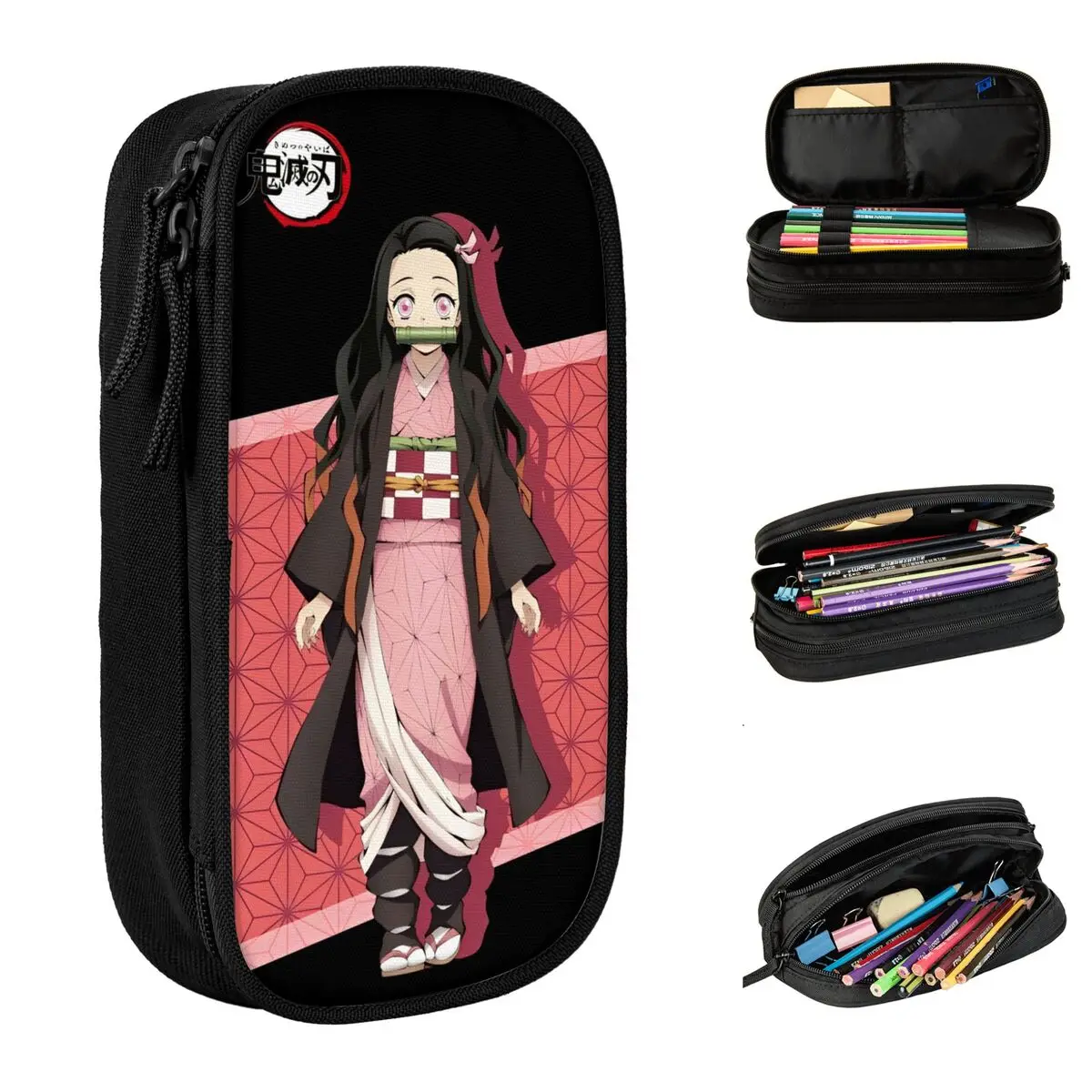 demonio slayer nezuko kamado lapis cases pen holder para o estudante grandes bolsas de armazenamento escritorio papelaria presente novo 01