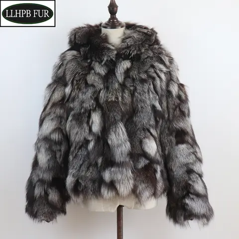 New Winter Women Real Fox Fur Hooded Coat Thick Keep Warm 100% Natural Real Fox Fur Jacket Lady Fashion Geunine Fox Fur Overcoat