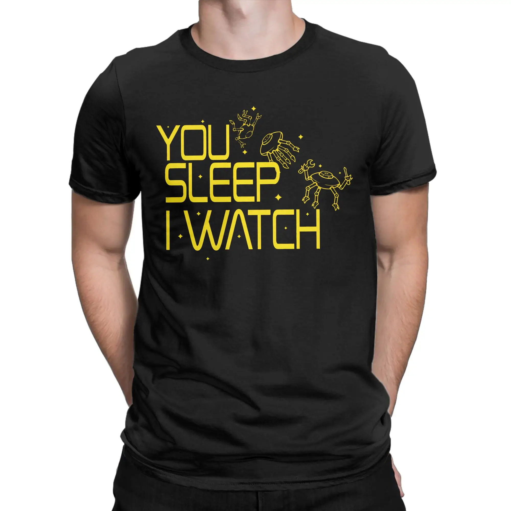Men T-Shirt Project Hail Mary YOU SLEEP I WATCH  Vintage Cotton Tees Short Sleeve  T Shirts Crew Neck Clothing Graphic Printed