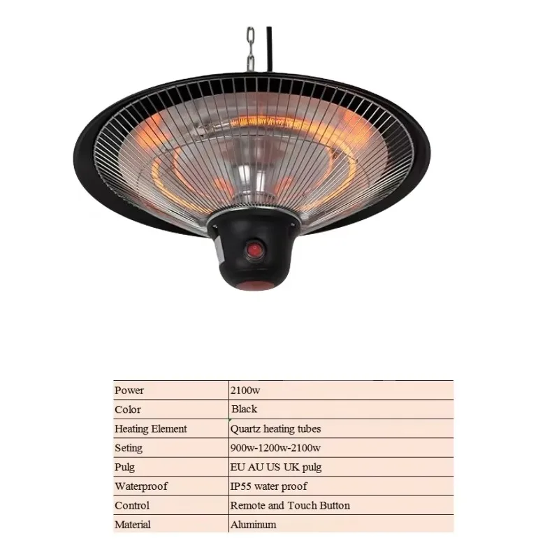 

【Best-selling】1500W Ceiling Electric Heater With Remote, Hanging Outdoor Heater With IP55 Waterproof 3 Heat Settings