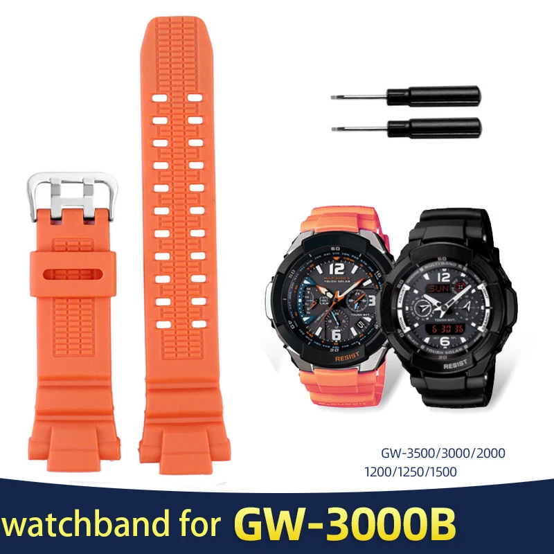 Silicone wristband for CASIO aviation G-Shock series GW-3000B GW-3500B / 2000 resin silicone strap watchband Bracelet Gift tools