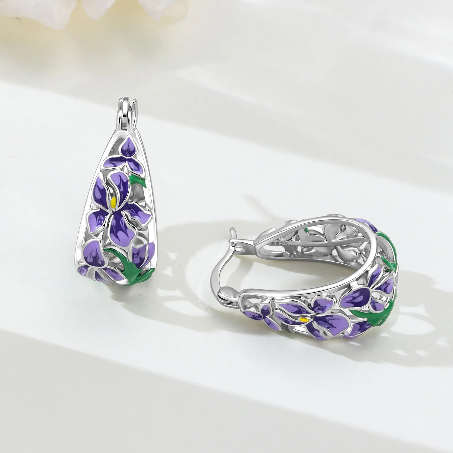 Original 925 Sterling Silber Ohrringe, Vielseitige Exquisite Iris-Blumen-Ohrringe, Schmuck für Frauen, Geburtstagsgeschenk – Detail 10