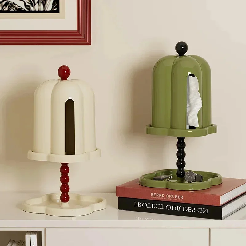 

Luxurious Double-Layer Shelf DustProof Belt Cover Paper Box Advanced Sense Of Coffee Roll Paper Box French Retro Tissue Box