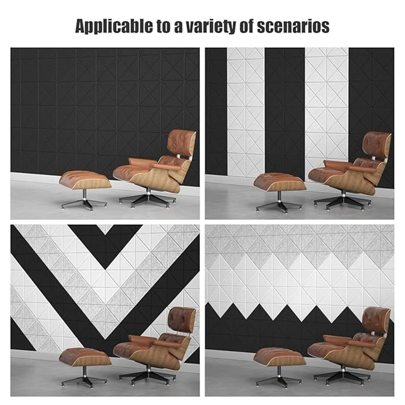 New-12Pack ألواح صوتية ذاتية اللصق، ألواح إسفنجية مقاومة للصوت مقاس 12 × 12 × 0.4 بوصة، بلاط ممتص للصوت للجدران #2