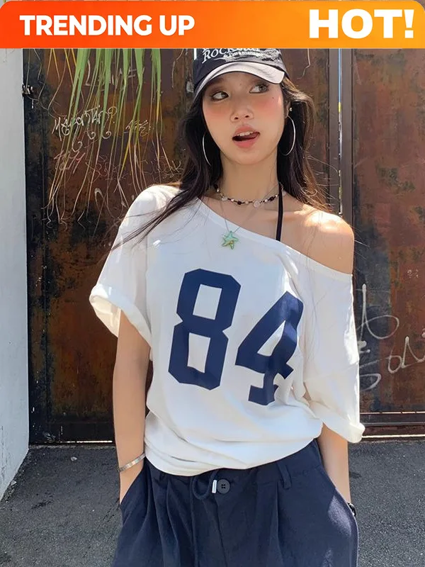 Casual Relax Woman T-shirt Letter 2025 Women Hot New Versatile Street Atmosphere Style Fashionable Chick Summertime Tops