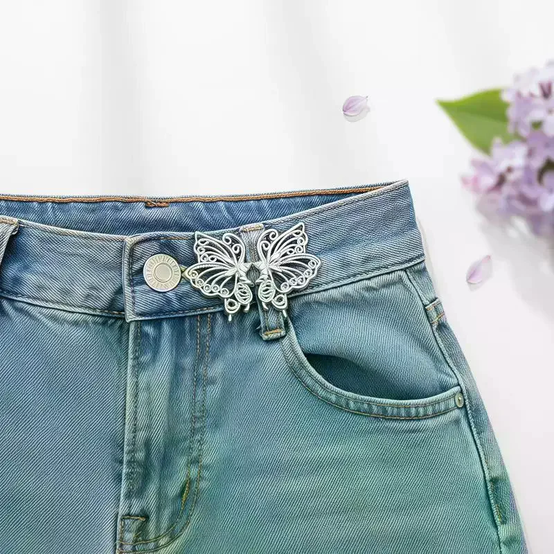 No Sew Removable Waist Tightener Clips With Rhinestone Butterfly Moon Wing Designs For Adjusting Loose Jeans Dresses Daily