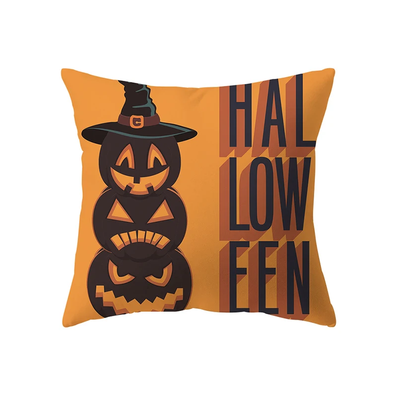 Alphabet Pumpkin Halloween Theme Pillow Cover Sofa Cushion  Holiday Gift Party Decoration Home Decor