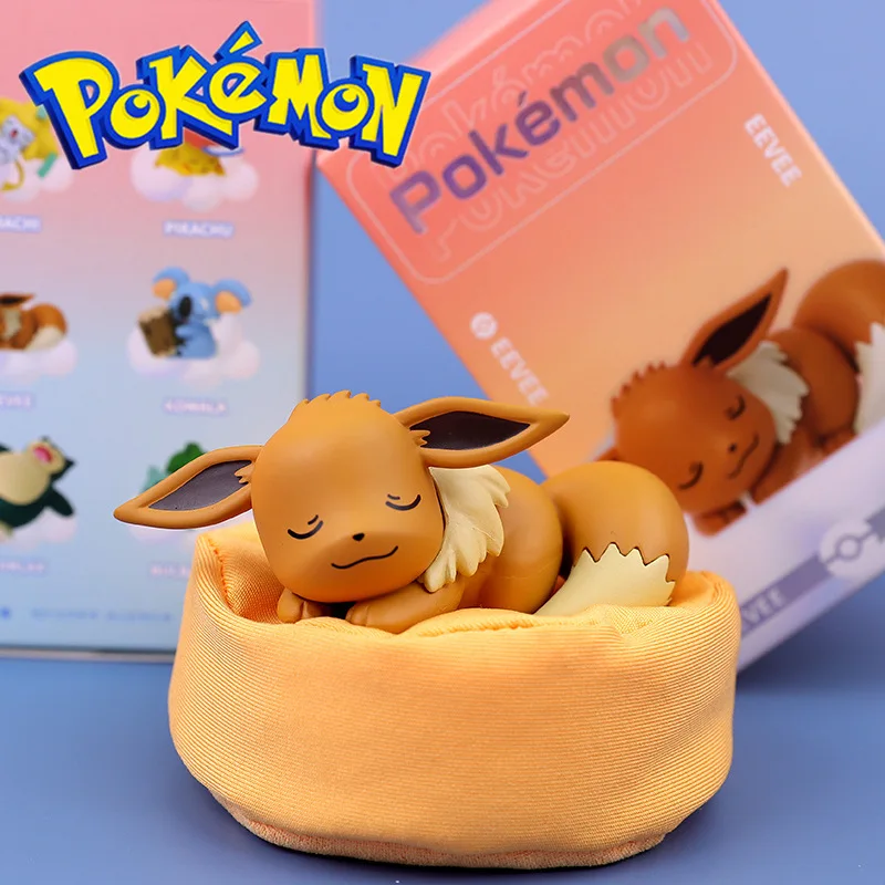 Pokemon Pikachu Blind Box Beeldjes Leuke Anime Cartoon Slapen-positie Speelgoed Kawaii Eevee Jirachi Auto-interieur Ornamenten Geschenken
