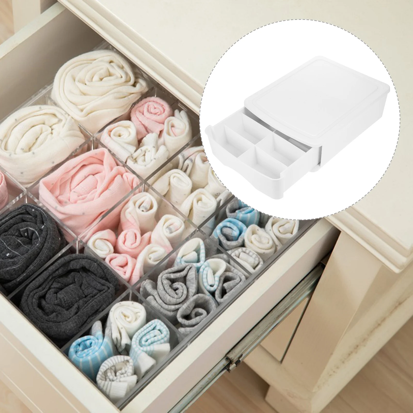 

Wood Grain Drawer Organizer Underwear Sock Lingerie Storage Box Wardrobe Clothes Containers Multifunctional Stackable Dust-Proof